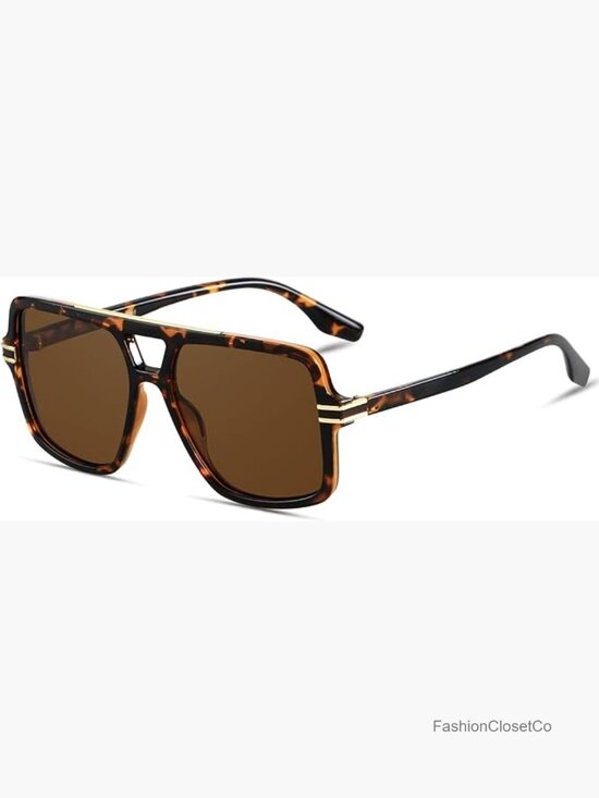 Retro Oversized Square Aviator Sunglasses Women Polarized Trendy Big Large main image 5
